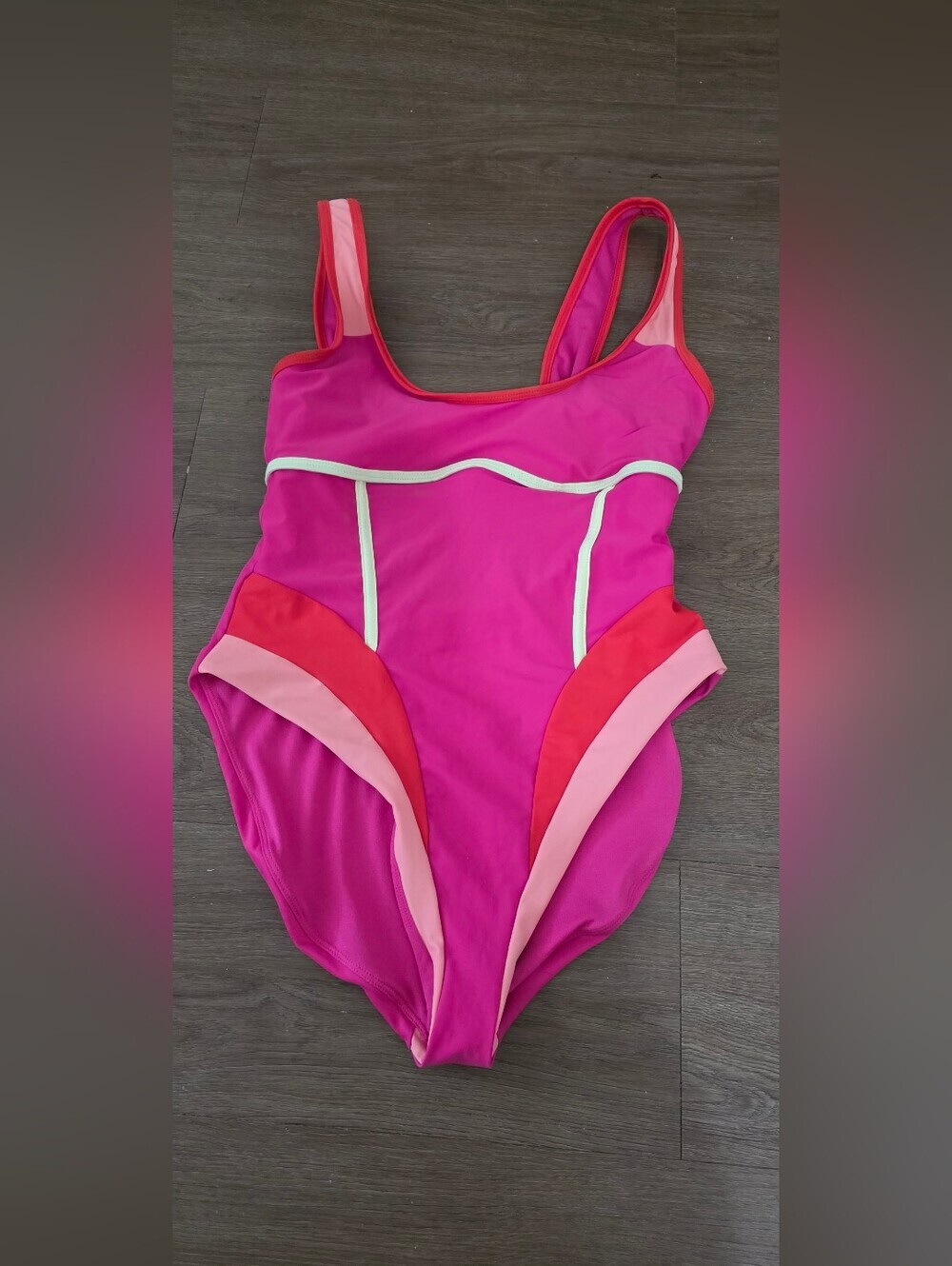 Vibrant Pink and Orange  One Piece Swimsuit